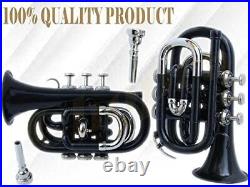 Pocket Trumpet BLACK Nickle Plated with Mouth Piece AND Case