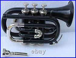 Pocket Trumpet BLACK Nickle Plated with Mouth Piece AND Case