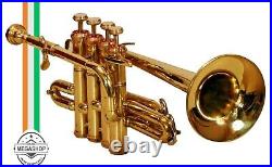 Pro Piccolo Trumpet Band Master Series Bb/A 4 Valve Brass Finish With Case & Mp