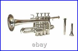 Pro Piccolo Trumpet Band Master Series Bb/A 4 Valve Chrome Plated With Case & Mp