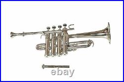 Pro Piccolo Trumpet Band Master Series Bb/A 4 Valve Chrome Plated With Case & Mp