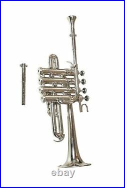 Pro Piccolo Trumpet Band Master Series Bb/A 4 Valve Chrome Plated With Case & Mp