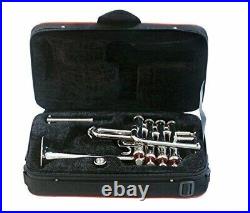 Pro Piccolo Trumpet Band Master Series Bb/A 4 Valve Chrome Plated With Case & Mp