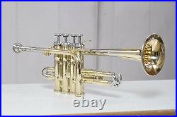 Pro Piccolo Trumpet Brass & Silver Look Master Series 4 Valve With Case And Mp