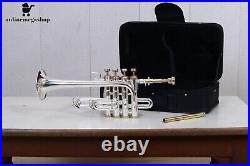 Pro Piccolo Trumpet Master Series Bb/A 4 Valve Silver Color With Bag & Mp