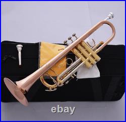 Prof Rose Brass Bb Trumpet Horn Cupronickel Tuning Free 2 Mouthpiece 4-7/8 Bell