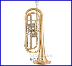 Professional 4 Rotary valves Bass Trumpet Bb horn Gold Brass Bell +Case