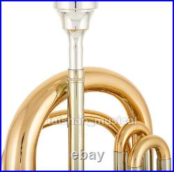 Professional 4 Rotary valves Bass Trumpet Bb horn Gold Brass Bell +Case