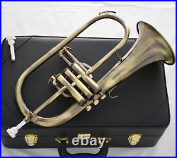 Professional Bb Flugelhorn Antique Horn Monel Valves With 2 Mouth Leather Case