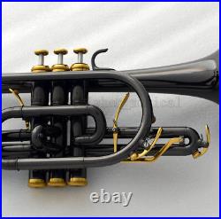 Professional Black nickel Double Trigger Cornet Bb key trumpet With Case