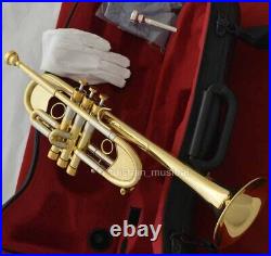 Professional Brass Lacquered Heavy C Trumpet 3 monel piston Bell 5'