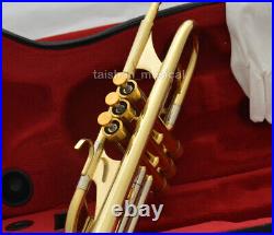 Professional Brass Lacquered Heavy C Trumpet 3 monel piston Bell 5'