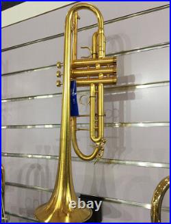 Professional Brushed 24K Gold Trumpet Horn Detachable Bell +Case FREE SHIPPING