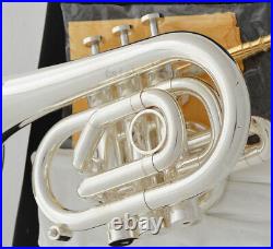 Professional C Key Pocket trumpet Silver Plated Monel Valves +2 Mouthpiece Case