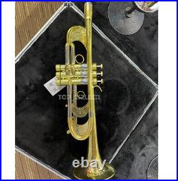 Professional Double inlet pipe Bare Brass Trumpet Unlacquered Horn With Case