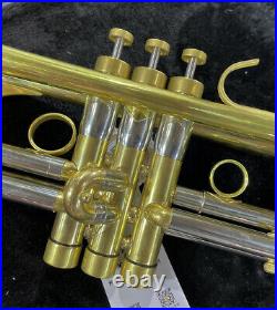 Professional Double inlet pipe Bare Brass Trumpet Unlacquered Horn With Case