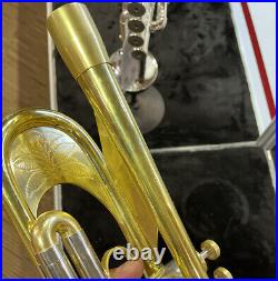 Professional Double inlet pipe Bare Brass Trumpet Unlacquered Horn With Case