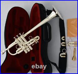 Professional Eb/D Trumpet Silver Horn Monel Valve + Gold Plated Mouth WithCase