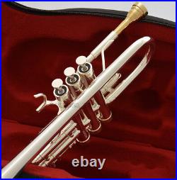 Professional Eb/D Trumpet Silver Horn Monel Valve + Gold Plated Mouth WithCase