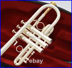 Professional Eb/D Trumpet Silver Horn Monel Valve + Gold Plated Mouth WithCase