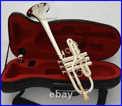 Professional Eb/D Trumpet Silver Horn Monel Valve + Gold Plated Mouth WithCase