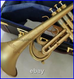 Professional Flumpet C Trumpet customized Matt Gold Horn High Grade Case