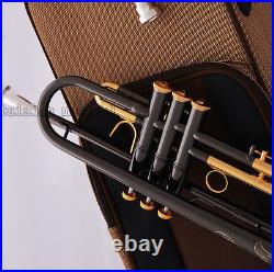 Professional Gold Bell Black nickel Trumpet Horn Monel Turquoise Key 2Mouthpiece