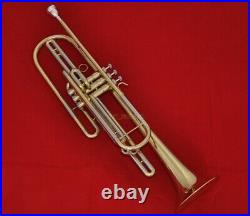 Professional Gold Brass Bass Trumpet Bb Key 3 Monel valves New Horn With Case