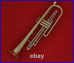 Professional Gold Brass Bass Trumpet Bb Key 3 Monel valves New Horn With Case