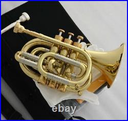 Professional Gold Pocket Trumpet Bb Horn Monel valves New Case