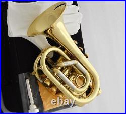 Professional Gold Pocket Trumpet Bb Horn Monel valves New Case