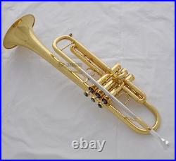 Professional Gold Reverse Leadpipe Trumpet Horn Monel Valve Abalone Key New Case