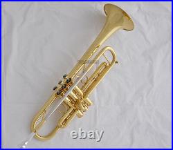 Professional Gold Reverse Leadpipe Trumpet Horn Monel Valve Abalone Key New Case