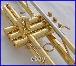 Professional Gold Reverse Leadpipe Trumpet Horn Monel Valve Abalone Key New Case