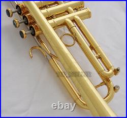 Professional Gold Reverse Leadpipe Trumpet Horn Monel Valve Abalone Key New Case