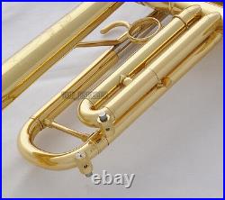 Professional Gold Reverse Leadpipe Trumpet Horn Monel Valve Abalone Key New Case