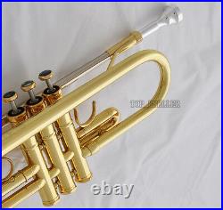 Professional Gold Reverse Leadpipe Trumpet Horn Monel Valve Abalone Key New Case