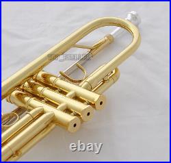 Professional Gold Reverse Leadpipe Trumpet Horn Monel Valve Abalone Key New Case