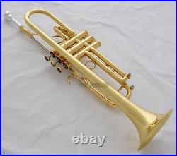 Professional Gold Reverse Leadpipe Trumpet Horn Monel Valve Abalone Key New Case