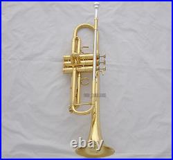 Professional Gold Reverse Leadpipe Trumpet Horn Monel Valve Abalone Key New Case