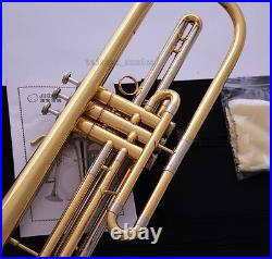 Professional Golden JINBAO Bb Bass Trumpet Horn 3 Piston Cupronickel Tuning Pipe