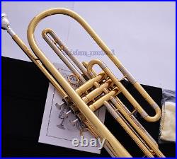 Professional Golden JINBAO Bb Bass Trumpet Horn 3 Piston Cupronickel Tuning Pipe