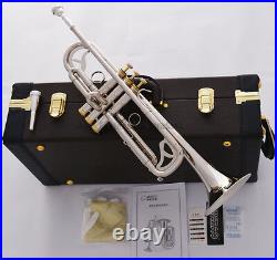 Professional JINBAO Silver nickel Bb Trumpet Horn Monel Free 2Mouth Leather Case