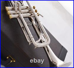 Professional JINBAO Silver nickel Bb Trumpet Horn Monel Free 2Mouth Leather Case