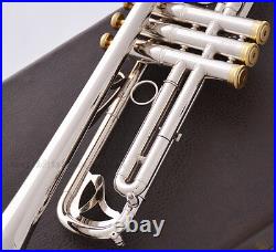 Professional JINBAO Silver nickel Bb Trumpet Horn Monel Free 2Mouth Leather Case