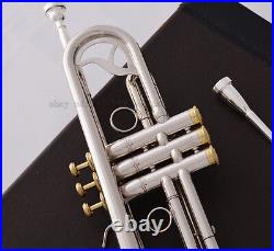 Professional JINBAO Silver nickel Bb Trumpet Horn Monel Free 2Mouth Leather Case