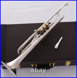 Professional JINBAO Silver nickel Bb Trumpet Horn Monel Free 2Mouth Leather Case