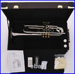 Professional JINBAO Silver nickel Bb Trumpet Horn Monel Free 2Mouth Leather Case