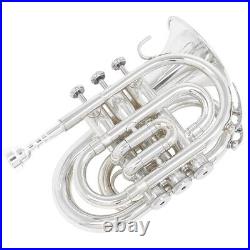 Professional Pocket Trumpet Instrument B-flat Nickel Plated Palm Horn Instrument