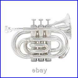 Professional Pocket Trumpet Instrument B-flat Nickel Plated Palm Horn Instrument